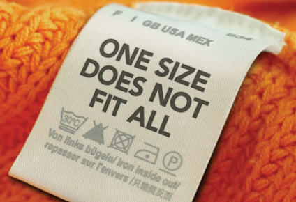 clothing tag image that reads: one size does not fit all - Image Credit AzoraArashi Flckr 072622