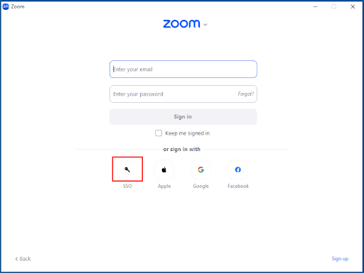 Zoom sign on