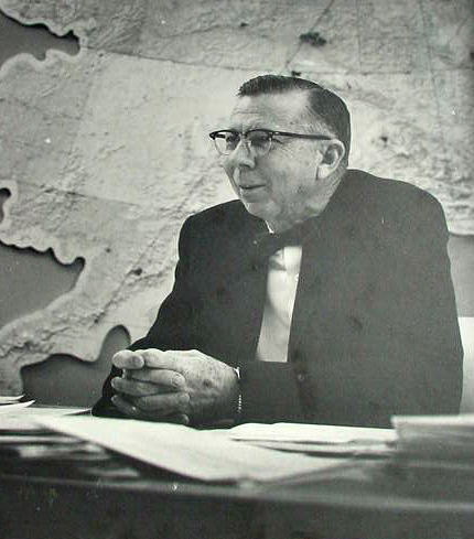 C.T. Elvey at desk - Christian T. Elvey, Director of the Geophysical Institute 1952-1963