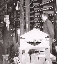 James and Clerk Jim Smith inside Samson Hardware. Photo circa 1940, courtesy of Bonnie DeVos