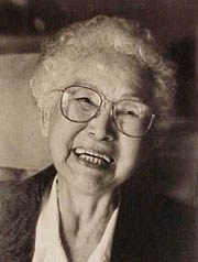 A portrait of Flora Jane Harper Petri hangs in the Harper Building