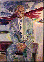 Sherman Carter painting located outside of the Sherman Carter Conference Room 204 in the Butrovich Building. Photo by Lesa Hollen