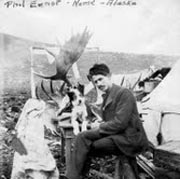 A picture of Phil Ernst in Nome Alaska with moose antlers.