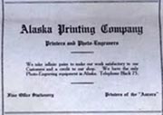 Alaska Printing Company business card/sign.